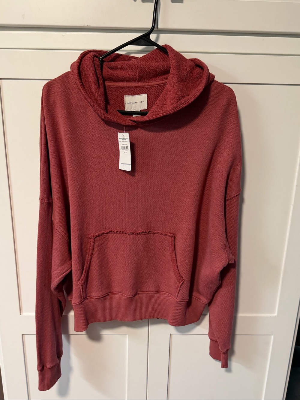American Eagle Outfitters Burgundy Cozy Pullover Hoodie in Dusty Rose-Cotton